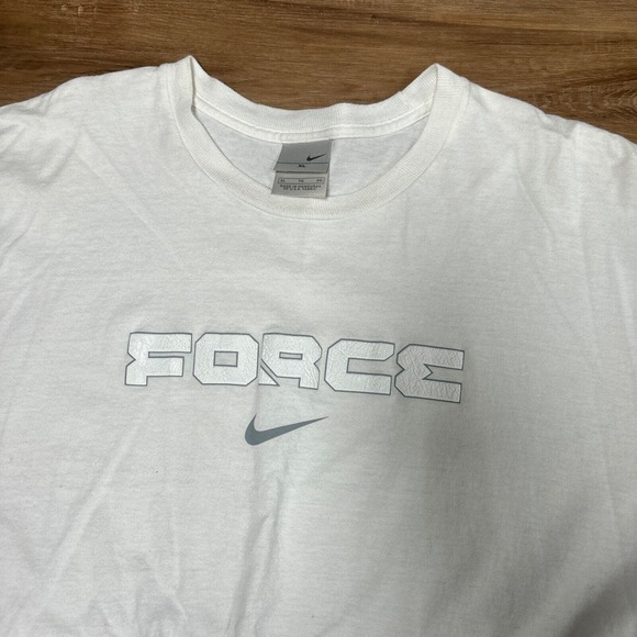 Vintage 90s Nike Force Shirt Mens XL Gray Tag Center Swoosh Puff Print - Picture 5 of 11